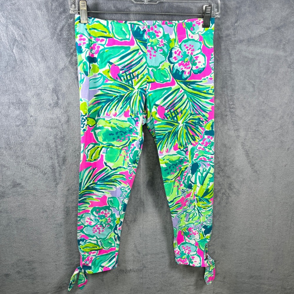 Lilly Pulitzer Tie‎ Hem Leggings Floral Print Cotton Blend